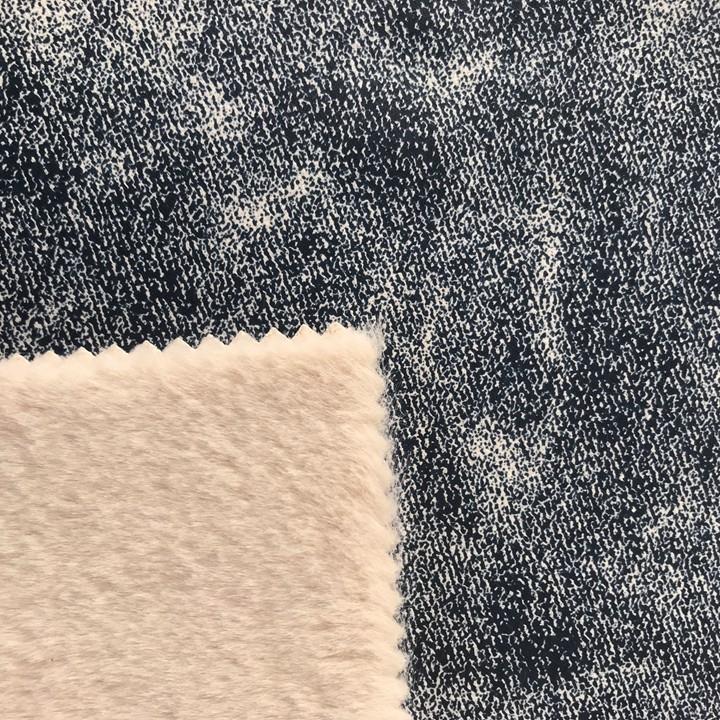 Printed Faux Suede With Fur Fabric